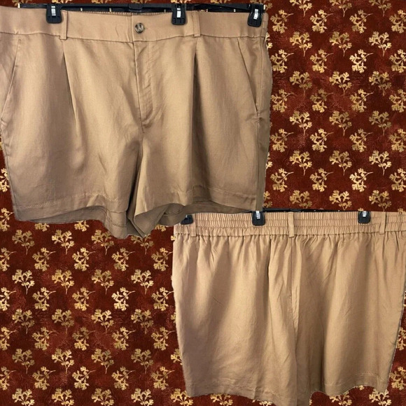 Torrid Studio Plus 26 Tobacco Brown Button Zip Linen Blend Pockets Dress Shorts - Picture 1 of 5